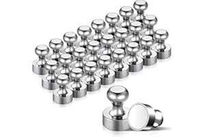 GRTLPOK Temporaryt Aimant, 24PCS Magnet Métalliques Aimant Puissant 12x16mm - Aimants en Acier Inoxydable Aimants Frigo pour Tableau D'affichage, Réfrigérateur etc. - avec Boîte de Rangement