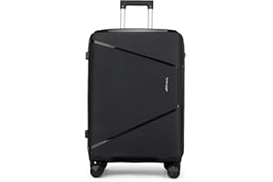 Fly Kite Luggage 28 Inch Large Suitcase 100% Polypropylene, Hard Shell with Aluminium Trolley Handle, Real TSA 3 Digit Secure Lock 360° Smooth Wheels Lightweight Suitcase|Black