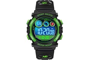Dayllon Reloj Digital Niño Montre Pour Enfants Digital Impermeable Outdoor Sport Étanche Garçons Montres Alarme 12/24h 7 Éclairage Coloré Chronomètre Montre pour 3-15 Años