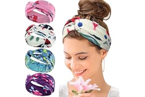 KAVYA Wide Headbands for Women's Hair Headband Soft Head Bands Adult Women Hairband Turban Flower Cotton Head band Everyday Yoga Sport Fitness