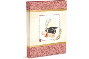 MARELI Album Fotografico Laurea 23X30 Cm 60 Pagine Bianche in Cartoncino Spesso e Resistente Intervallate da Pergamino, Rosso