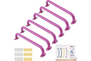 BiJun17 inch Metal Playground Handles,Monkey Bars Indoor Heavy Duty Ceiling Grab Bars for Indoor Outdoor Playgrounds Climbing Frames,Treehouses,and Wall ladders (Pink- 6PCS)