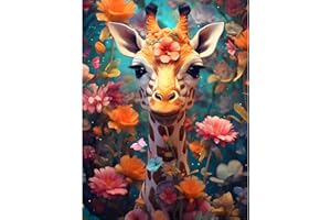 DPHERO 5D Girafe Diamond Painting, DIY Fantaisie Peinture Broderie Diamant Painting Kit Complet,Bricolage Fleurs Diamant Artisanat Strass Point de Croix Painting pour Adultes Enfants 30x40 cm