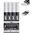 Mr. Pen- White Chalk Markers, 4 Pack, Dual Tip, 8 Assorted Colors, For Non-Porous Surfaces, Reversible Chisel and Bullet Tip