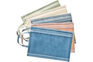 GESDYO 5 Color Mesh Zipper Pouch Bags,Colored Double-Layer Toy Storage Bags with Zipper, Nylon Board Game Storage, Breathable See Puzzle Building Blocks Toy Storage Bag with Handle (A4)