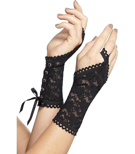 Prosy Nero Lace Up Fingerless Guanti Lunghi Gomito Guanti Per Costume Party Lace-up Arm Warmer Per Le Donne E Le Ragazze (Nero