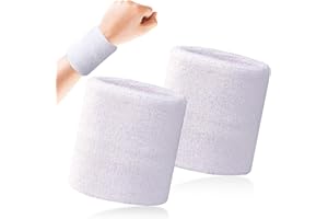 Quelcc 2 Pièces Bandeau Poignet, Sport Poignet, Sport Bandeau de Poignet en Coton Doux, Brassard Éponge Absorbant, pour Gym Tennis Course Basket-Ball