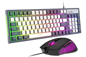 ZIYOU LANG Kabelgebundene RGB-Gaming-Tastatur und -Maus, Kombination aus 96 Tasten, 26 Tasten, Anti-Ghosting, 8 Chroma-LED-Hintergrundbeleuchtung,mechanische Haptik, PC, verstellbare 3600 dpi, Gaming-Maus