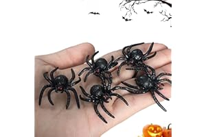 BUKYCAT 30 Pezzi Piccoli Ragni di Halloween Neri, Ragni di plastica Nera, Halloween Ragno Realistico, Ragni Spaventosi di Halloween per Scherzi di Halloween per Scherzi, Decorazioni per Feste di Halloween (A)