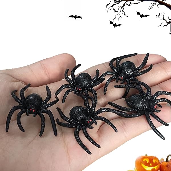 100 Araignées En Plastique Halloween - Décoration Effrayante 40x50mm - Pour Maison Hantée