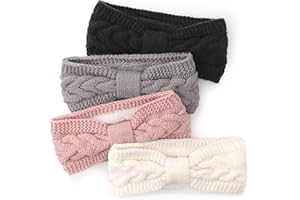 DRESHOW Women Warm Knitted Headband Winter Ear Warmer Crochet Head Wraps Thick Fleece Lining Hair Bands