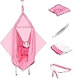SafeChamp Roxy Baby Swing Cradle with Mosquito Net, Pillow and Spring (Pink)
