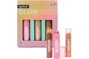 Technic Glow Trio Stick Set – Easy-to-Apply Cream Blusher, Highlighter & Contour for a Sculpted, Radiant Glow - Makeup Gift