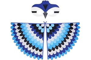 URAQT Alas Disfraz Pajaro Niños, 2pcs Disfraz Niña y Niños con Mascara y Alas de Pajaro, Capa Ropa Pajarito de Fieltro de 3 a 8 Años, Disfraces para Halloween Navidad Cosplay Carnaval Fiesta