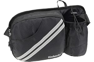Gisdanchz Bauchtasche mit Trinkflasche Tasche - 3 Fächer für 6,5" Handy /700ml Flasche/usw. - Wasserabweisend Hüfttasche Gürteltasche für Wandern Hundetraining Gehen Reise Camping