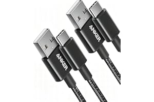 Anker Cavo USB Type-C, 331 Confezione da 2 Cavo USB C, Doppio Nylon Intrecciato da sub c a usb 2.0, Cavo di Ricarica per iPhone 16/16 Plus/16 Pro/16 ProMax Samsung Galaxy S10 S10+, LG V30(0,9m, Nero)