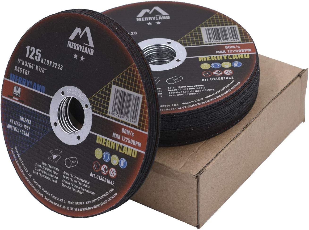 Merryland 25 Pcs Disque à Tronçonner 125 X 1,0 Disque de Coupe Craft-line | 125mm Meuleuse d'Angle, 125 X 1,0 X 22,23 mm Disque Découper, Métal INOX Acier Fer, C13081042-25