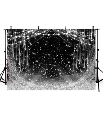 Leyiyi Fotohintergrund Rund – 1,8 X 1,8 M, Polyester, Schwarz-silber, Für Geburtstagsfotos & Partys