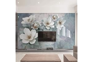 Msrahves murale decorazione Rilievo bianco vintage fiore Rimovibile Adesivi Muro Decorazione Murale Parati Poster, Per Camerette Bambini Camera da Letto Soggiorno Photo Carta da Parati