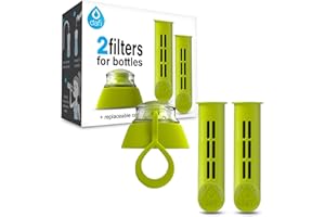 EMBRIIO Embro DAFI Water Bottle Filter Replacement 2-Pack and Bottle Cap - Dark Green