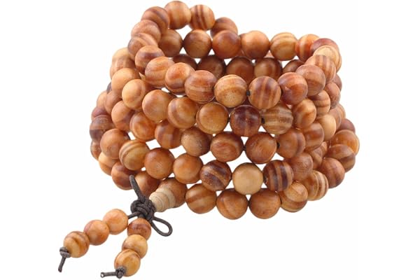 mookaitedecor 108 Mala Bracelet Perles de Prière en Bois Yoga Collier pour Homme Femme