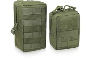 WYNEX 2 Pack Molle Pouches, Tactical EDC Utility Pouch Compact Resistente al Agua, Organizar Gadget de Engranaje pequeño para Mochila Militar
