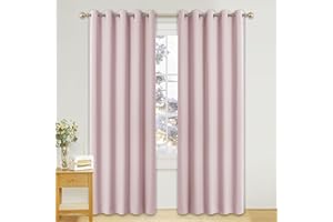 PONY DANCE Pink Window Curtains for Girl's Bedroom - Nursery Thermal Curtain Curtains &Drapes with Eyelet Top for Window Treatment for Kids, Set of 2, 66 Inch Width x 84 Inch Drop, Light Pink