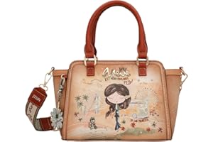 Anekke | Peace & Love Torebka damska syntetyczna z oryginalnym paskiem na ramię z lat 60. | 26 x 20 x 12 cm | Kolor camel, br?zowy, 26 x 20 x 12 cm