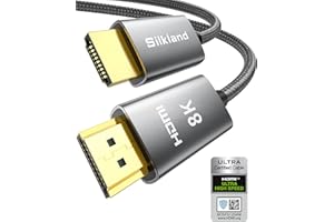 Silkland Cavo HDMI 2.1 8K 1m [certificato] Cavo HDMI eARC per soundbar 48Gbps, 4K@120Hz, 2K@240Hz/144Hz, 8K@Hz, HDR10, Dolby Atmos, HDCP 2.3 per PS5, Fire TV, HDTV, computer portatile