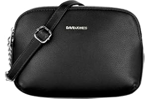 David Jones - Damska Torba na Ramię Wiele Kieszeni - Torebka Zamkiem błyskawicznym Skórzana PU - Mała Crossbody Messenger Bag - Torby Kopertówka - Modna Robocza Podróżna - Czarny