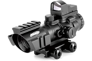 Aomekie Rifle Scope 4X32 e Red Dot Mirino Olografico Riflescopi set Combinato con Luminosità Regolabile Adatto per Guide Picatinny da 20 mm/22 mm
