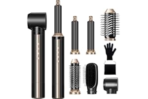 ZQAZXH 6 in 1 Airstyler, Warmluftbürste Set, Haarstyler mit Lockenstab, Negativ Ionen Stylingbürsten mit Rundbürstenföhn, Steuerung von Kalt- und Warmluft, Geräuscharm