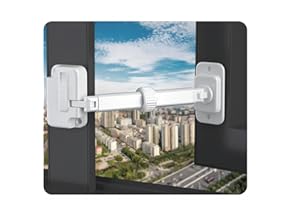 NEWBINN 2 x Fenstersicherung Verstellbare Kindersicherung, Selbstklebende Sicherheitsfensterschlösser für Schränke, Gartentor, Schubladen, Backöfen, Kühlschrank für Baby, Kleinkinder, Haustiere