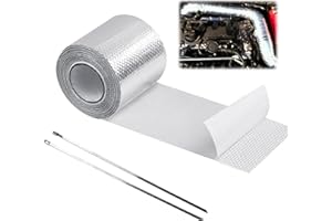 MONGTSAMZ Cinta Anticalorica Escape Aislante, 5m x 5cm Cinta Termica Escape con 2 Piezas de Bridas Protector Escape Moto para Colector Escape Motocicleta, 1 Piezas, Plateado