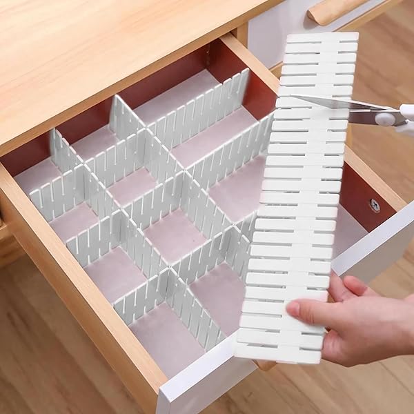 Drawer organizer to organize makeup, accessories, socks, and underwear (White, 6 pieces)