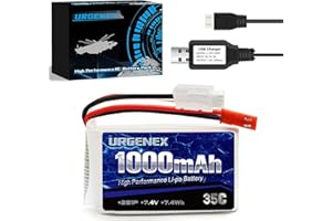 URGENEX 2S Lipo Battery 7.4v Lipo with JST Plug, RC Lipo Batteries 35C 1000mah Lipo Batteries for WLtoys Rc Cars A949 A959 A969 A979 K929