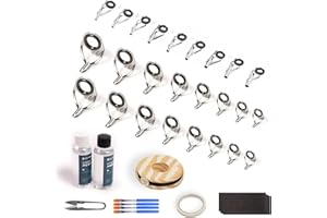 OJYDOIIIY OJY&DOIIIY Fishing Rod Repair Kit, All-in-One Supplies for Fishing Pole Eyelets Replacement with Rod Guides,Epoxy Glue,Wrapping Thread and Tape