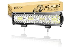 PICAA LED Light Bar 8D Tri-Row 12in 240W Spot Flood Combo Beam Work Lamp for Car, Truck, Offroad, SUV, UTE, 4WD, 12V, 24V, Waterproof, 6000K