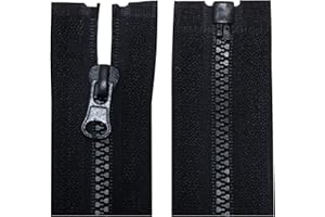 AERZETIX - C63882 - Lot de 2 Fermetures éclair injectées N°3 70 cm séparables - tirette déco - curseur en métal - couleur noir - maille glissière vêtement couture mercerie veste