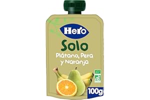 HERO BABY Hero Solo Bolsitas Ecológicas de Plátano, Pera y Naranja BIO - Para Bebés a Partir de los 4 Meses - 100 g