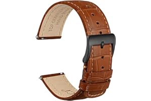 WOCCI Bracelets Montre pour Homme et Femme, Cuir de Grain Supérieur, Grain d'Alligator Gaufré, Libération Rapide, 18mm 20mm 22mm