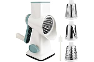 YC Kitchen Cheese Grater, Rotary Grater for Cheese Stainless Steel Vegetable Slicer Food Shredder Suction Base for Kitchen