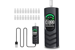 YRHWS Breathalyzer Alcohol Tester with USB Rechargeable and 20 Mouthpieces, Professional Breathalysers Portable Alcohol Breath Tester with Digital LCD Display for Personal & Car Use