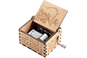 Yesnote Beauty and The Beast Music Box, Mother Day Birthday Anniversary Christmas Vintage Gift for Wife Girlfriend Husband Boyfriend Wooden Hand Crank Musical Box