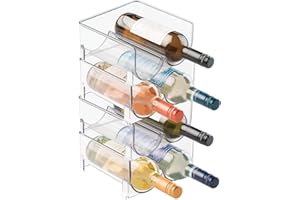 mDesign Ultra nowoczesny stojak na wino – krystalicznie czysty stojak na butelki – poziomy uchwyt na wino przedłuża żywotność wina i korka – 4 stojaki na wino – 2 butelki każdy, przezroczysty