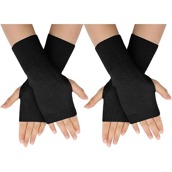 3 Paires Mitaines Tricotées Sans Doigts Pour Femme – Gants Demi-Doigts Chauds & Élégants Hiver (Noir, Blanc, Gris)
