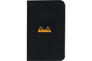 RHODIA 119159C – svart Piqué anteckningsbok – 7,5 x 12 cm – små rutor – 48 sidor – Clairefontaine vitt papper 80 g/m – mjukt