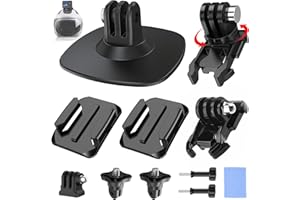 UNSTINCER 360° Rotation Flexible Adhesive Action Camera Mount, Cam Bracket for Ski Bike Cycle MTB Scooter Motorcycle Motorbike Helmet, 3M Sticky Pads Curved Flat for Gopro 13 12 Insta360 X5 X4 DJI