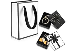 KTPCN Lot de 2 petites boîtes cadeau pour bijoux - 7 x 9 x 3 cm - Boîte avec couvercles et nœud - Pour boucles d'oreilles, bracelets, colliers