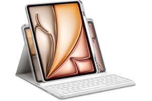 Bettdow for iPad Air 13 Inch M3 2025/ M2 2024 Keyboard Case, Horizontal/Vertical Use, UK Layout Detachable Keyboard with Case for Air 13" M2 2024/ M3 2025/ Pro 12.9 Inch 3rd/4th/5th/6th (Gray)